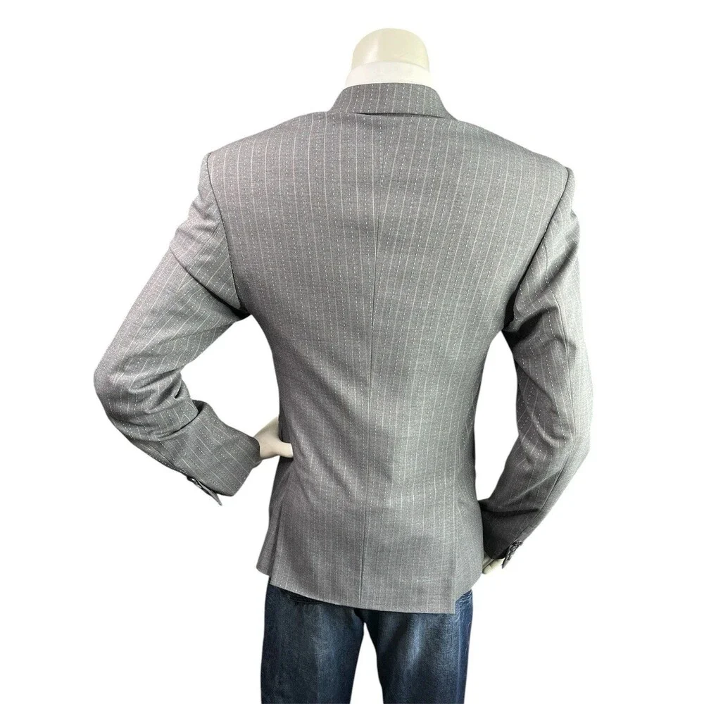 Giovanni Valentino Blazer Mens 34R Notched Lapel Gray Striped Sport Jacket
